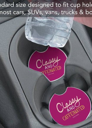 "Classy & Caffeinated" Absorbent Stone Car Coaster 1pk
