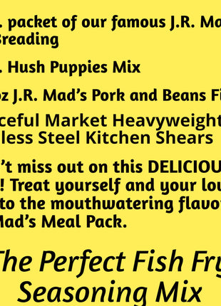 J.R. Mad's Madgic Fish Breading, Complete Fish seasoning Meal Pack, with Hush Puppy Mix, Pork and Beans Fixin's, and Graceful Market Stainless Steel Kitchen Shears - The Perfect Fish Fry Gift Set