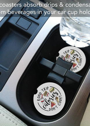 Road Trip Calories Absorbent Stone Car Coaster 1 Pk