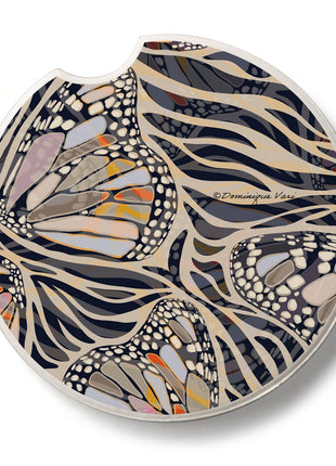 "Zebra Butterflies" Absorbent Stone Car Coaster 1pk