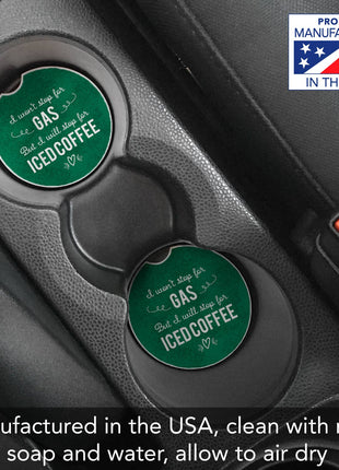 "Iced Coffee" Absorbent Stone Car Coaster 1pk