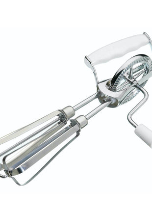 Fox Run Stainless Steel Manual Hand Mixer, White, 10" x 5"