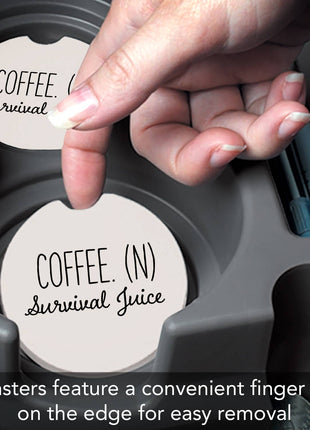 "Survival Juice" Absorbent Stone Car Coaster 1pk