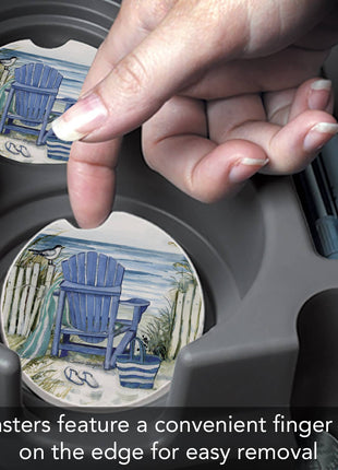 By The Sea Chair Absorbent Stone Car Coaster 1 Pack