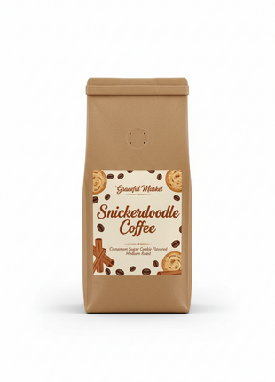 Graceful Market Snickerdoodle Coffee | Cinnamon Sugar Cookie Flavored Medium Roast Coffee | Whole Bean or Ground | 12 oz Bag
