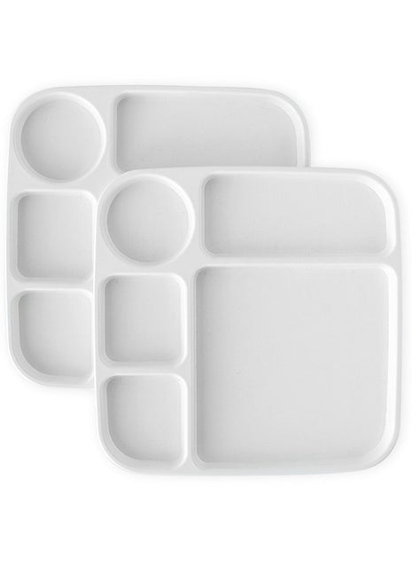 Nordic Ware white plastic divided meal trays set of two with five compartments for portion control